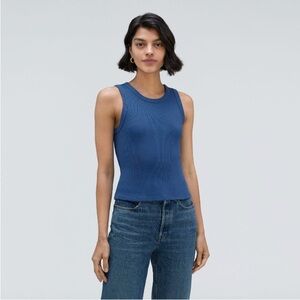Everlane The Ribbed Cutout Tank, Deep Blue, L